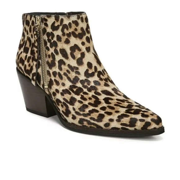Sam Edelman Walden Bootie Leopard Genuine Calf Hair Ankle Boots Size 8 - Picture 2 of 7